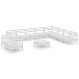 11 Piece Garden Lounge Set Solid Wood Pine White