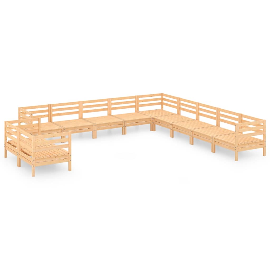 11 Piece Garden Lounge Set Solid Wood Pine