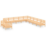 11 Piece Garden Lounge Set Solid Wood Pine - Front View