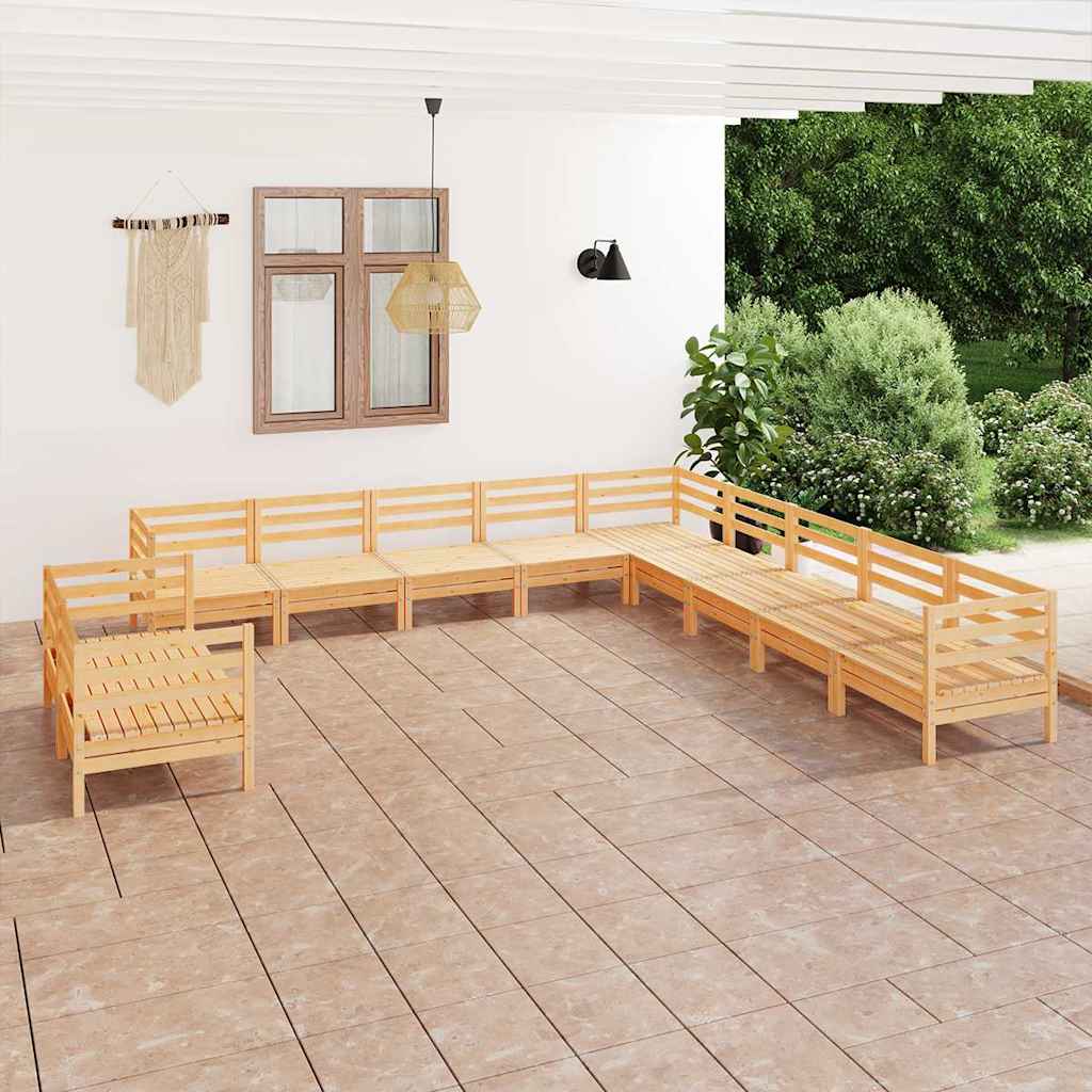 11 Piece Garden Lounge Set Solid Wood Pine