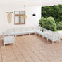 11 Piece Garden Lounge Set Solid Wood Pine White