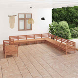 11 Piece Garden Lounge Set Solid Wood Pine Honey Brown
