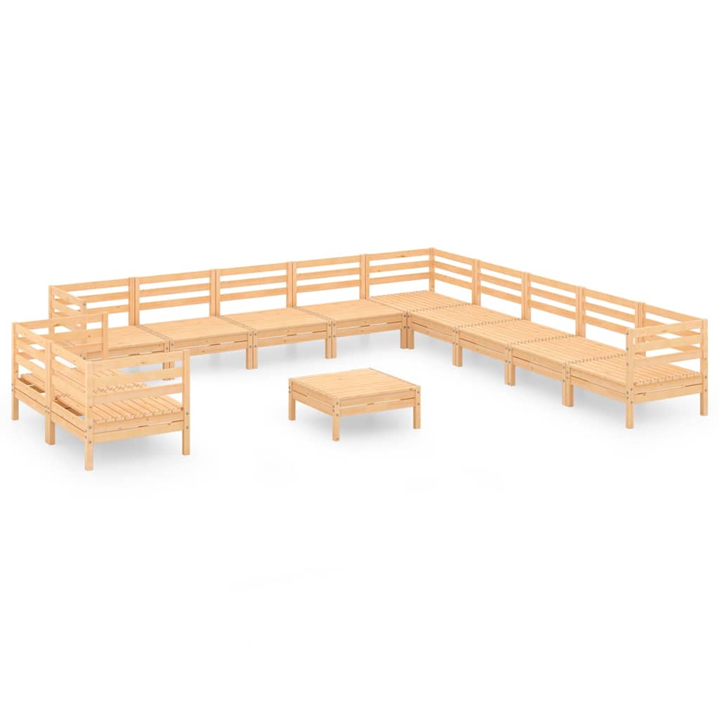 12 Piece Garden Lounge Set Solid Wood Pine