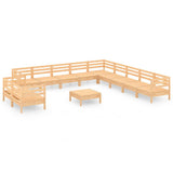 12 Piece Garden Lounge Set Solid Wood Pine - Front View