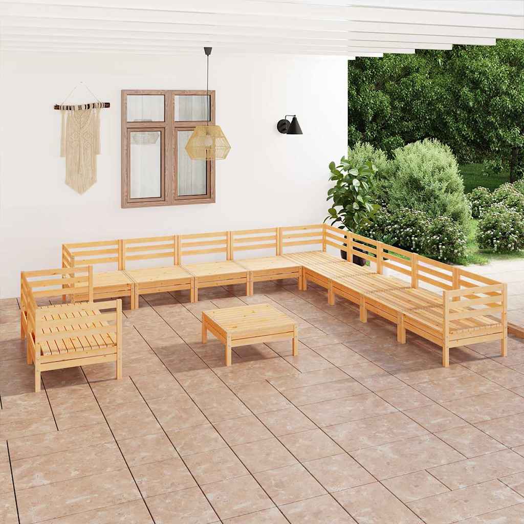 12 Piece Garden Lounge Set Solid Wood Pine