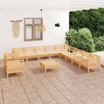 12 Piece Garden Lounge Set Solid Wood Pine