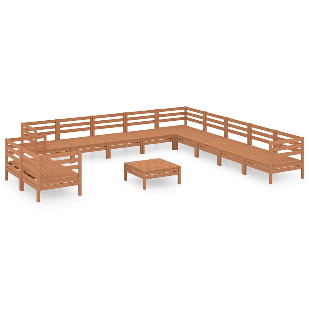 12 Piece Garden Lounge Set Solid Wood Pine Honey Brown