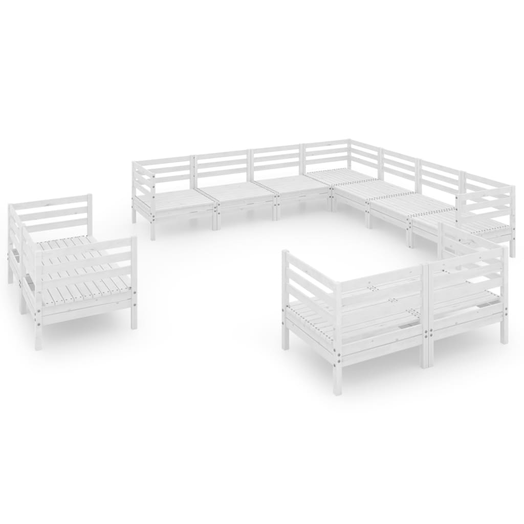 11 Piece Garden Lounge Set Solid Pinewood White