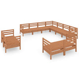 11 Piece Garden Lounge Set Solid Pinewood Honey Brown
