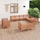 11 Piece Garden Lounge Set Solid Pinewood Honey Brown