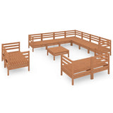 12 Piece Garden Lounge Set Solid Pinewood Honey Brown