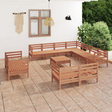 12 Piece Garden Lounge Set Solid Pinewood Honey Brown