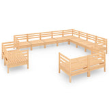 12 Piece Garden Lounge Set Solid Pinewood - Front View