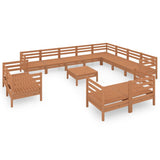 13 Piece Garden Lounge Set Solid Pinewood Honey Brown