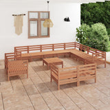 13 Piece Garden Lounge Set Solid Pinewood Honey Brown