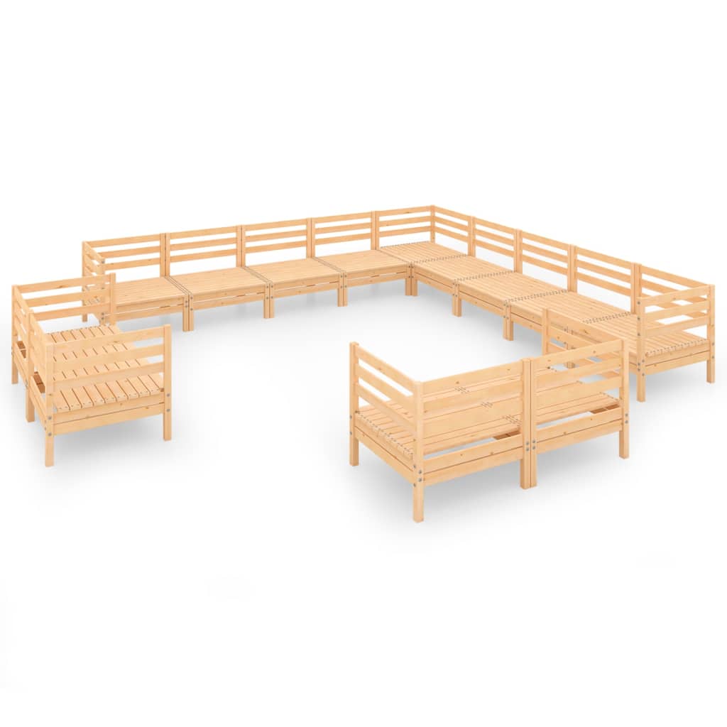 13 Piece Garden Lounge Set Solid Pinewood