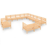13 Piece Garden Lounge Set Solid Pinewood
