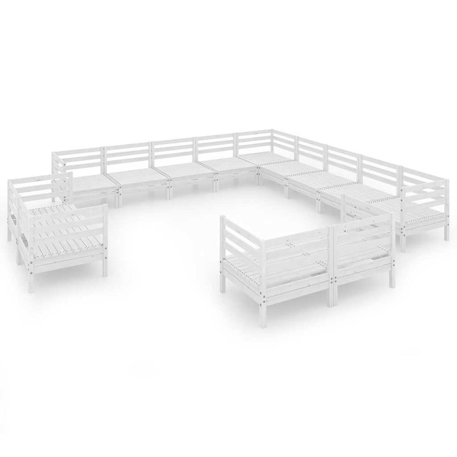 13 Piece Garden Lounge Set Solid Wood Pine White