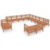 13 Piece Garden Lounge Set Solid Pinewood Honey Brown