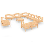 14 Piece Garden Lounge Set Solid Wood Pine