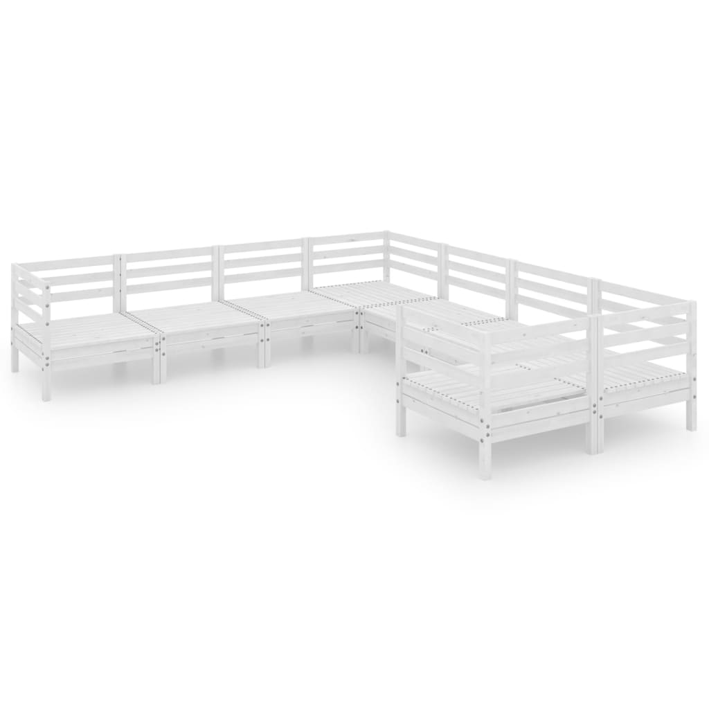 8 Piece Garden Lounge Set Solid Pinewood White