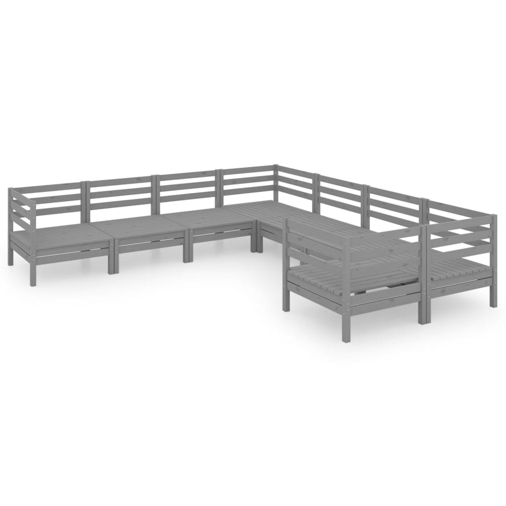 8 Piece Garden Lounge Set Solid Pinewood Grey