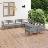 8 Piece Garden Lounge Set Solid Pinewood Grey