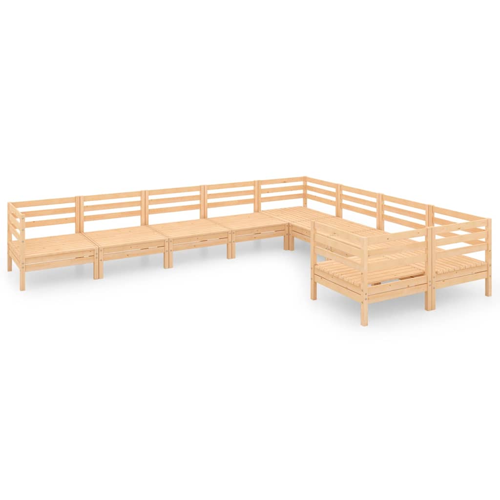 9 Piece Garden Lounge Set Solid Wood Pine