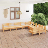 9 Piece Garden Lounge Set Solid Wood Pine