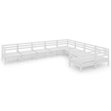 9 Piece Garden Lounge Set White Solid Pinewood