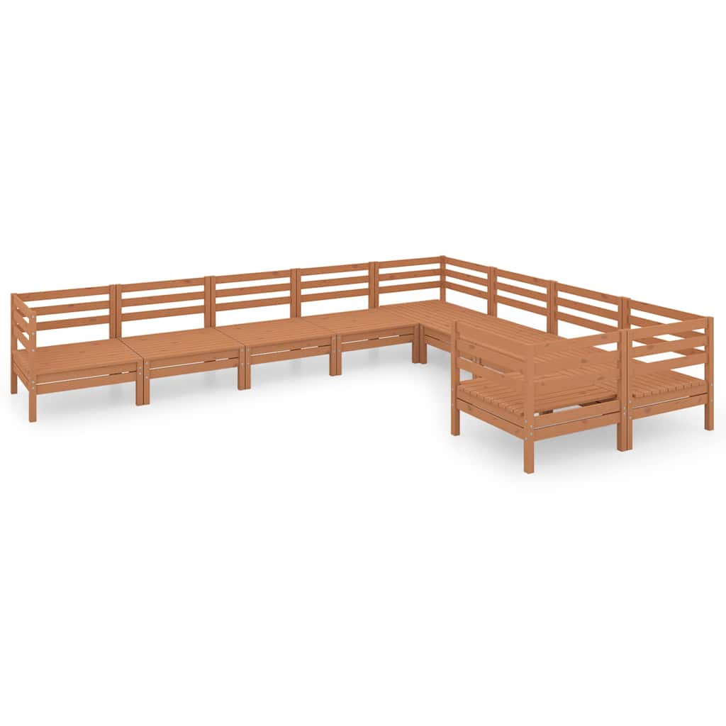 9 Piece Garden Lounge Set Honey Brown Solid Wood Pine