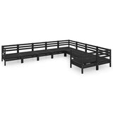 9 Piece Garden Lounge Set Black Solid Wood Pine