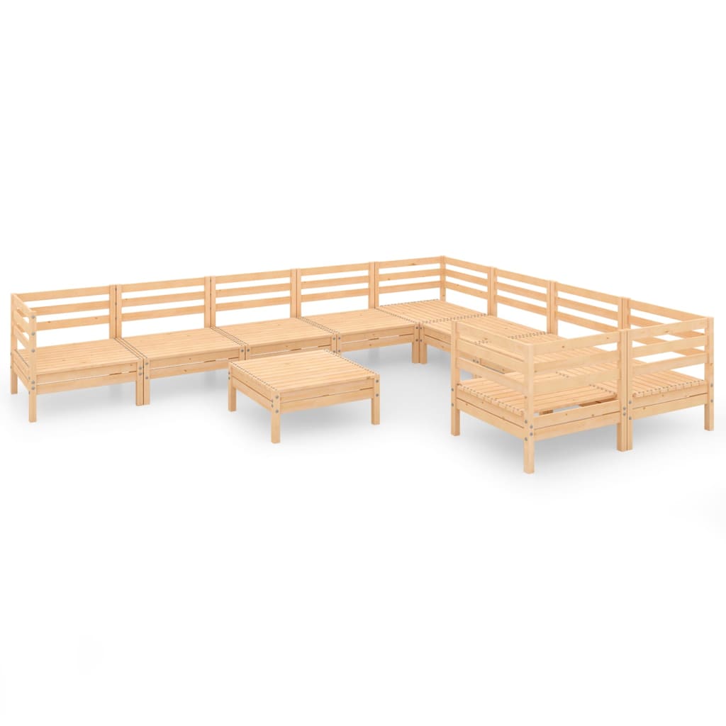 10 Piece Garden Lounge Set Solid Pinewood