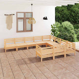 10 Piece Garden Lounge Set Solid Wood Pine