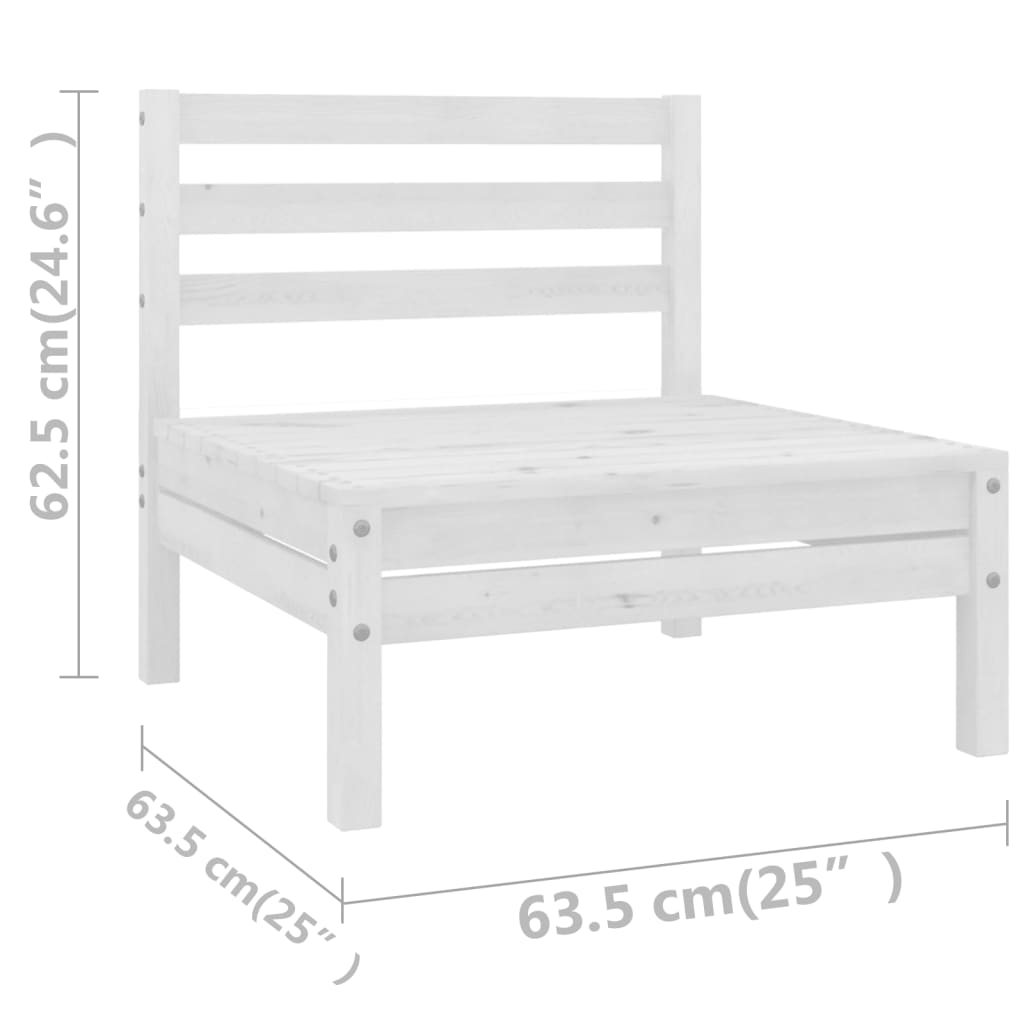10 Piece Garden Lounge Set White Solid Pinewood