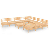 11 Piece Garden Lounge Set Solid Pinewood