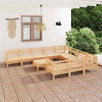 11 Piece Garden Lounge Set Solid Wood Pine