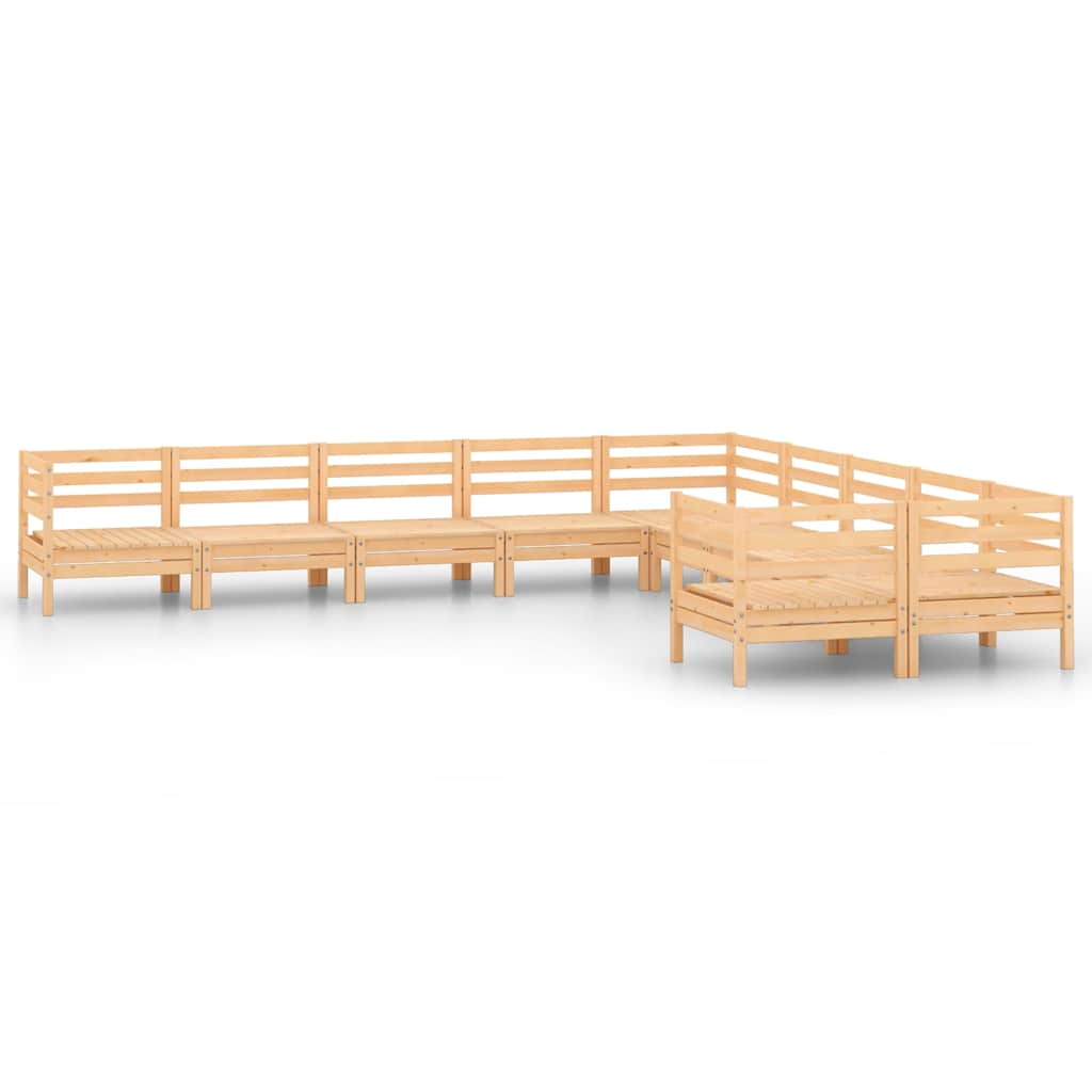 10 Piece Garden Lounge Set Solid Wood Pine