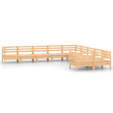 10 Piece Garden Lounge Set Solid Wood Pine - Front View