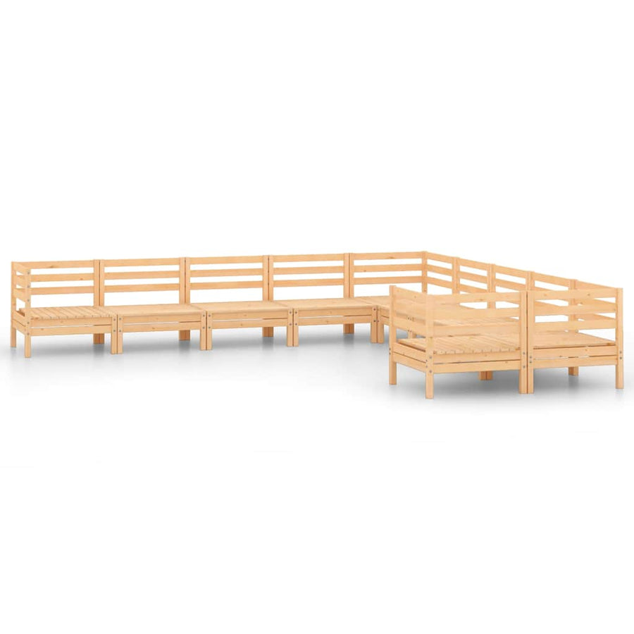 10 Piece Garden Lounge Set Solid Wood Pine