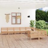 10 Piece Garden Lounge Set Solid Wood Pine