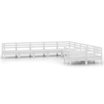 10 Piece Garden Lounge Set White Solid Wood Pine