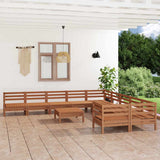 11 Piece Garden Lounge Set Honey Brown Solid Wood Pine
