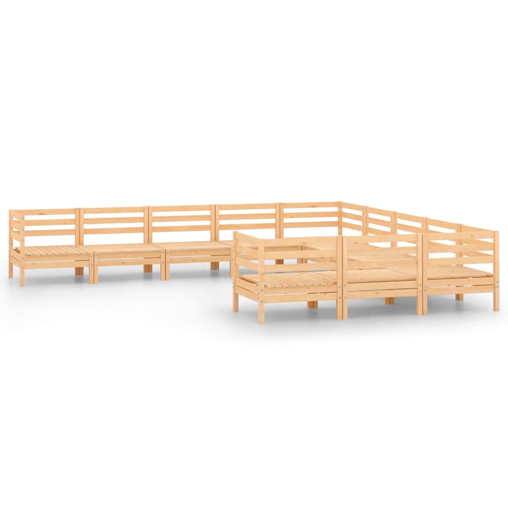 11 Piece Garden Lounge Set Solid Wood Pine