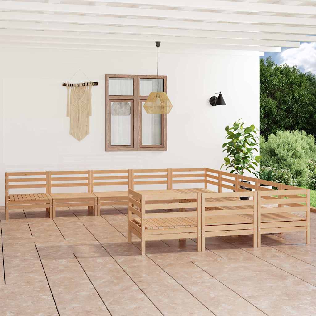 11 Piece Garden Lounge Set Solid Wood Pine