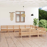 11 Piece Garden Lounge Set Solid Wood Pine