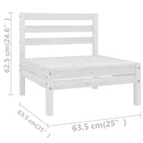 11 Piece Garden Lounge Set White Solid Pinewood - Rear View