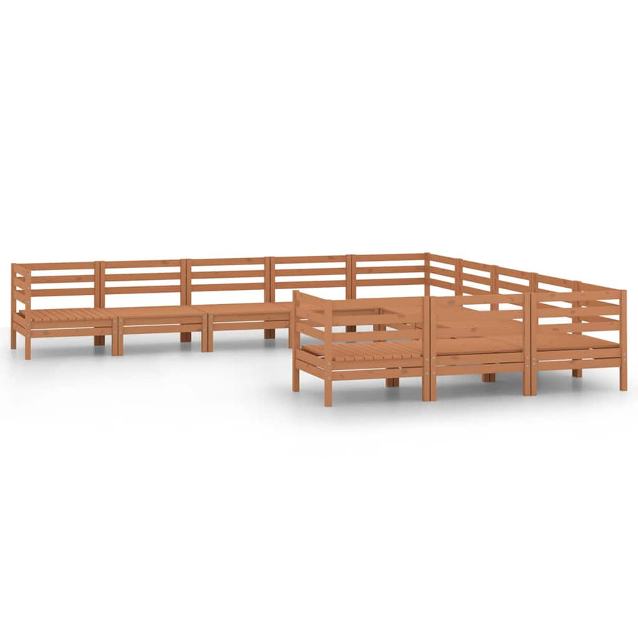 11 Piece Garden Lounge Set Honey Brown Solid Wood Pine
