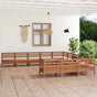 11 Piece Garden Lounge Set Honey Brown Solid Wood Pine