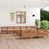 12 Piece Garden Lounge Set Honey Brown Solid Wood Pine